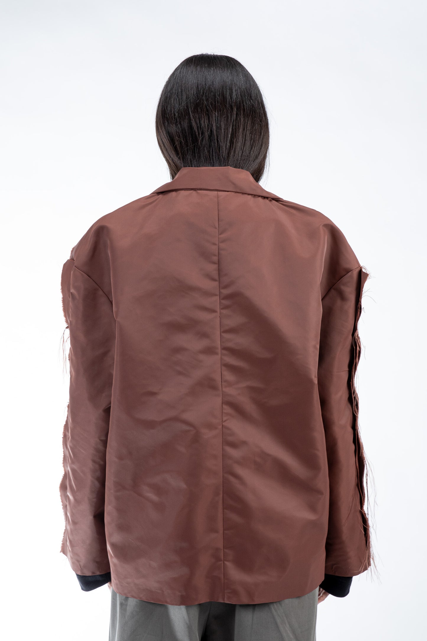 Jacket with frayed finish
