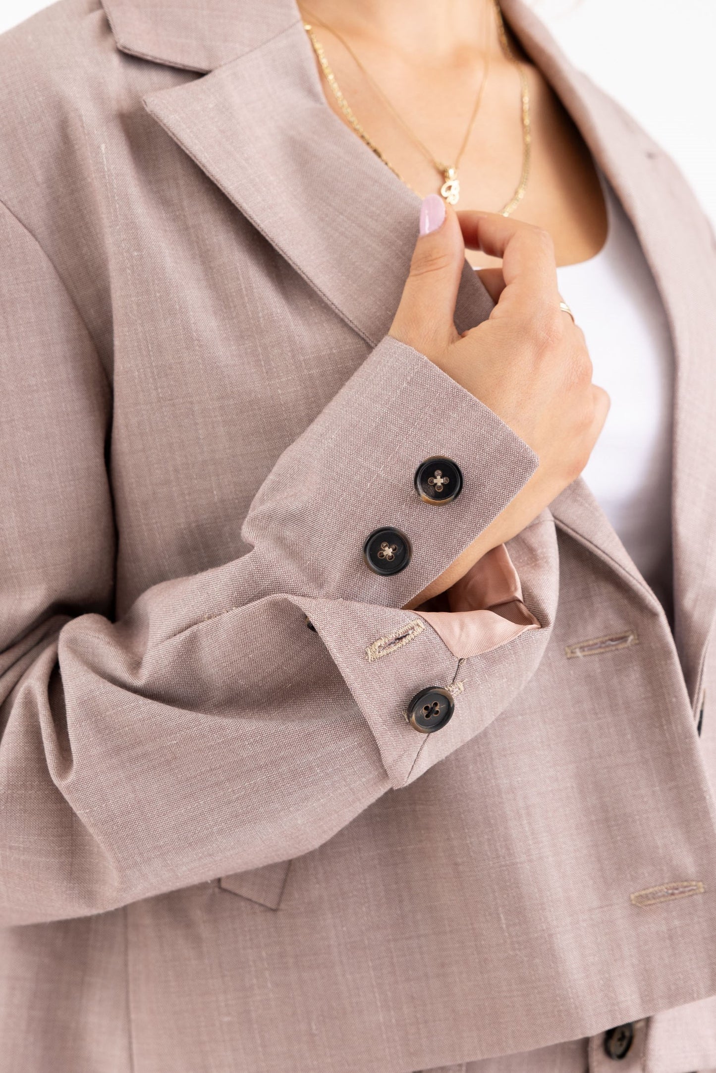 Blazer destrutturato crop in lana rosa