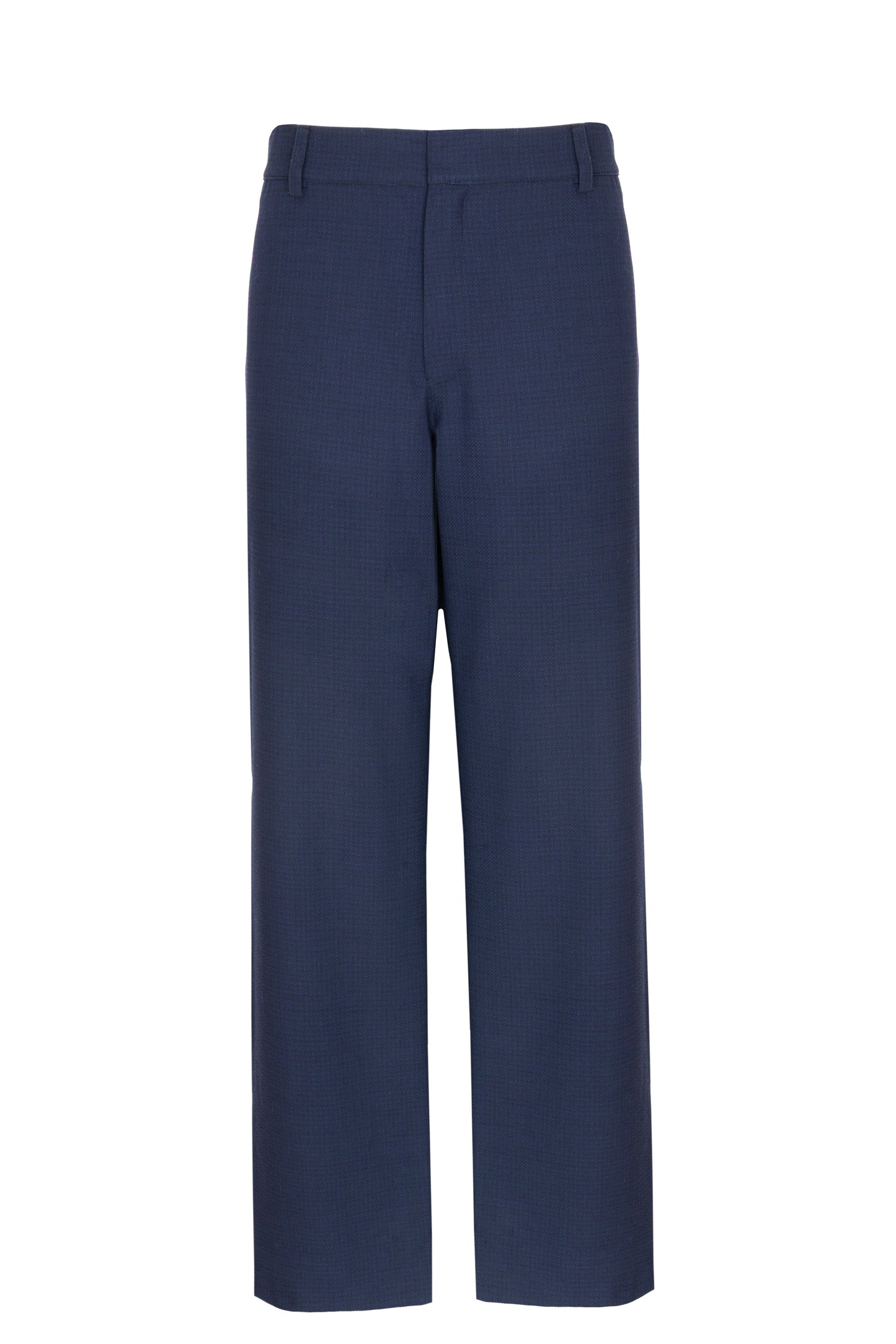 Pantalone morbido in lana trama blu su blu
