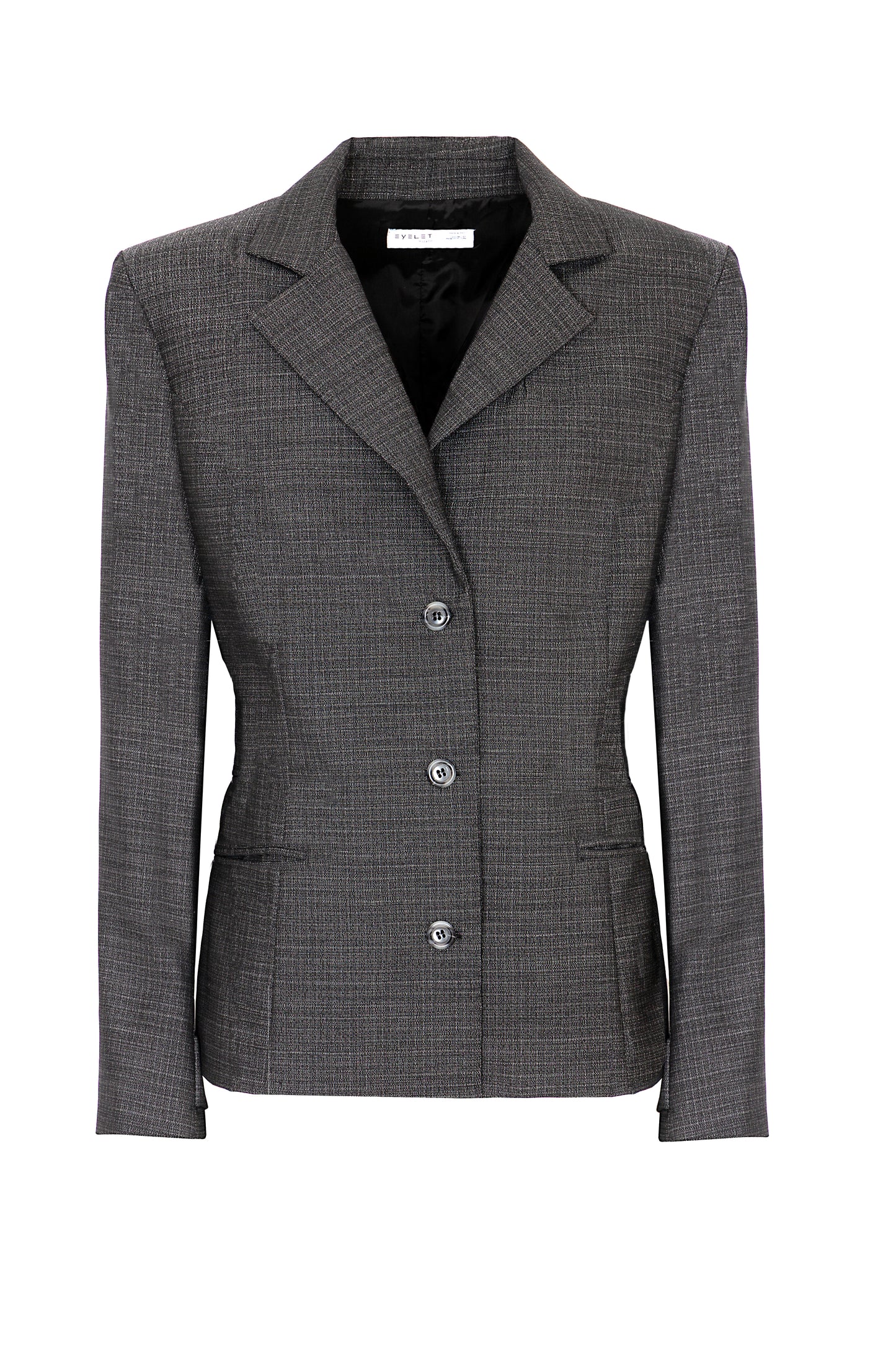 Blazer princess in lana con martingala regolabile trama nero e bianco