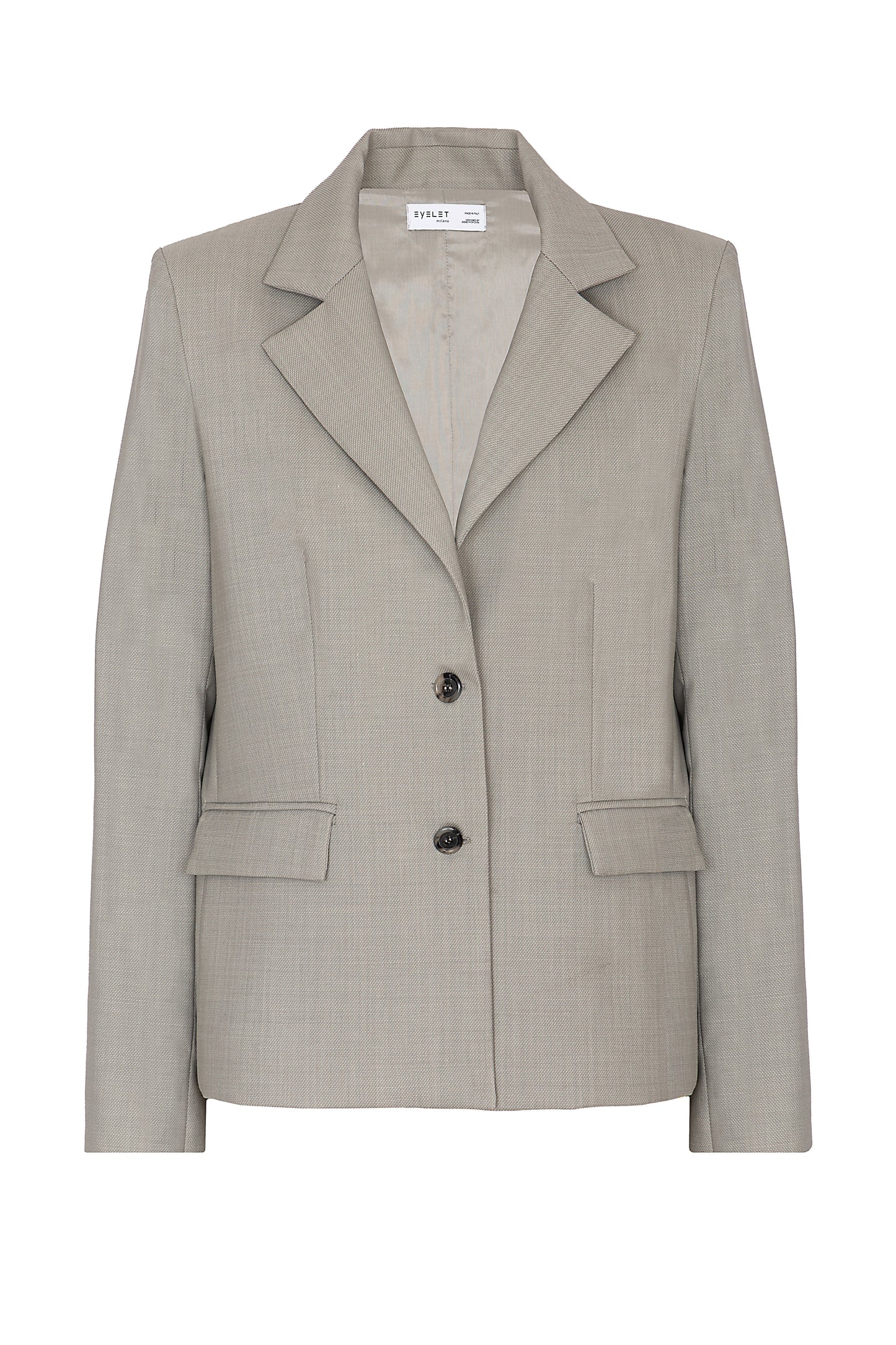 Blazer regular in lana con spacco su manica fantasia grigio chiaro