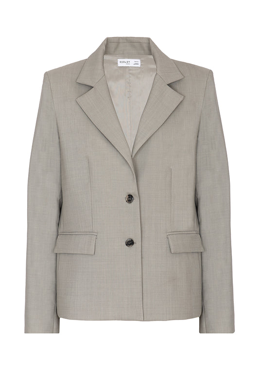 Blazer regular in lana con spacco su manica fantasia grigio chiaro