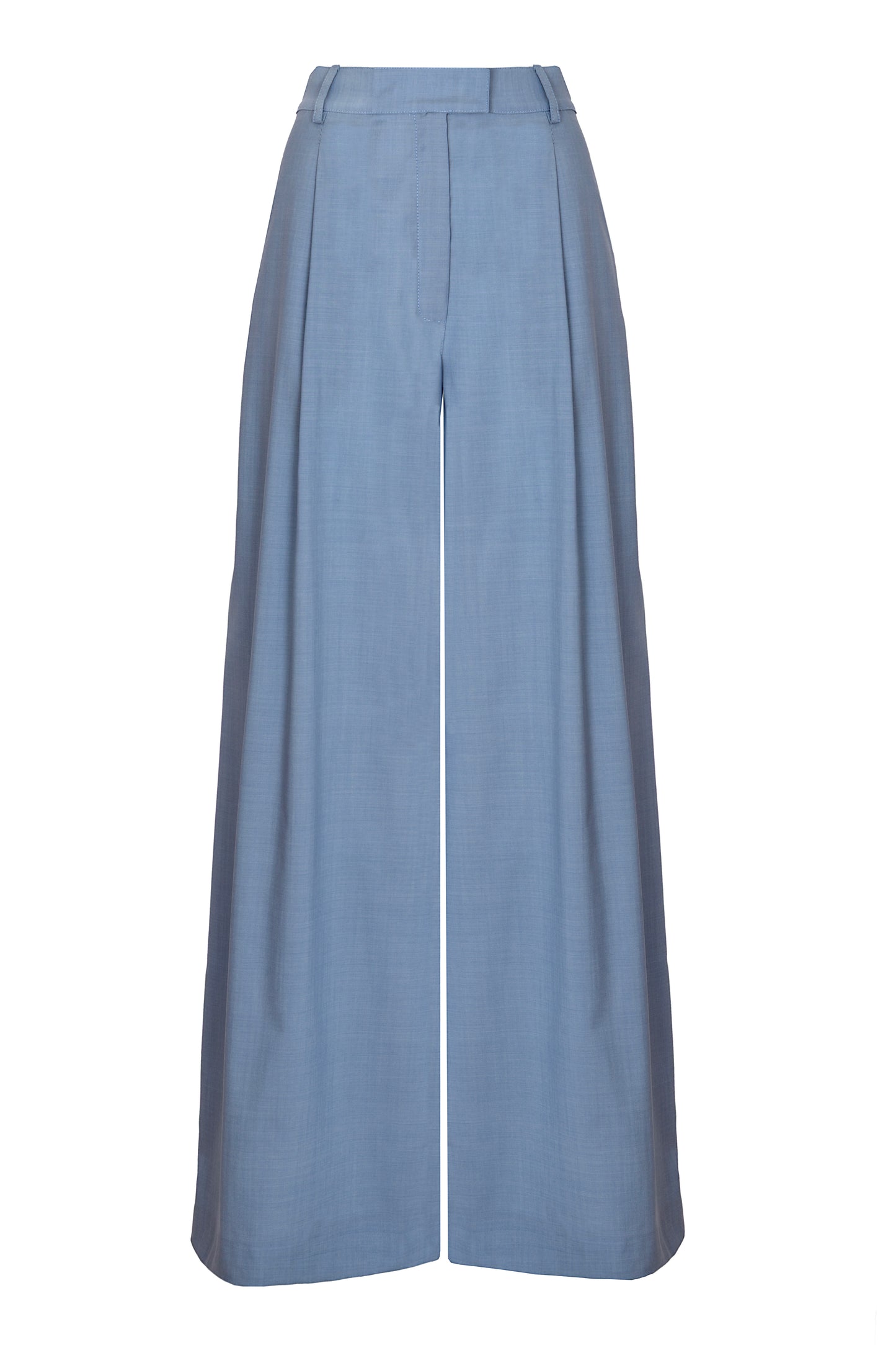 Pantalone a palazzo in lana azzurro ceruleo