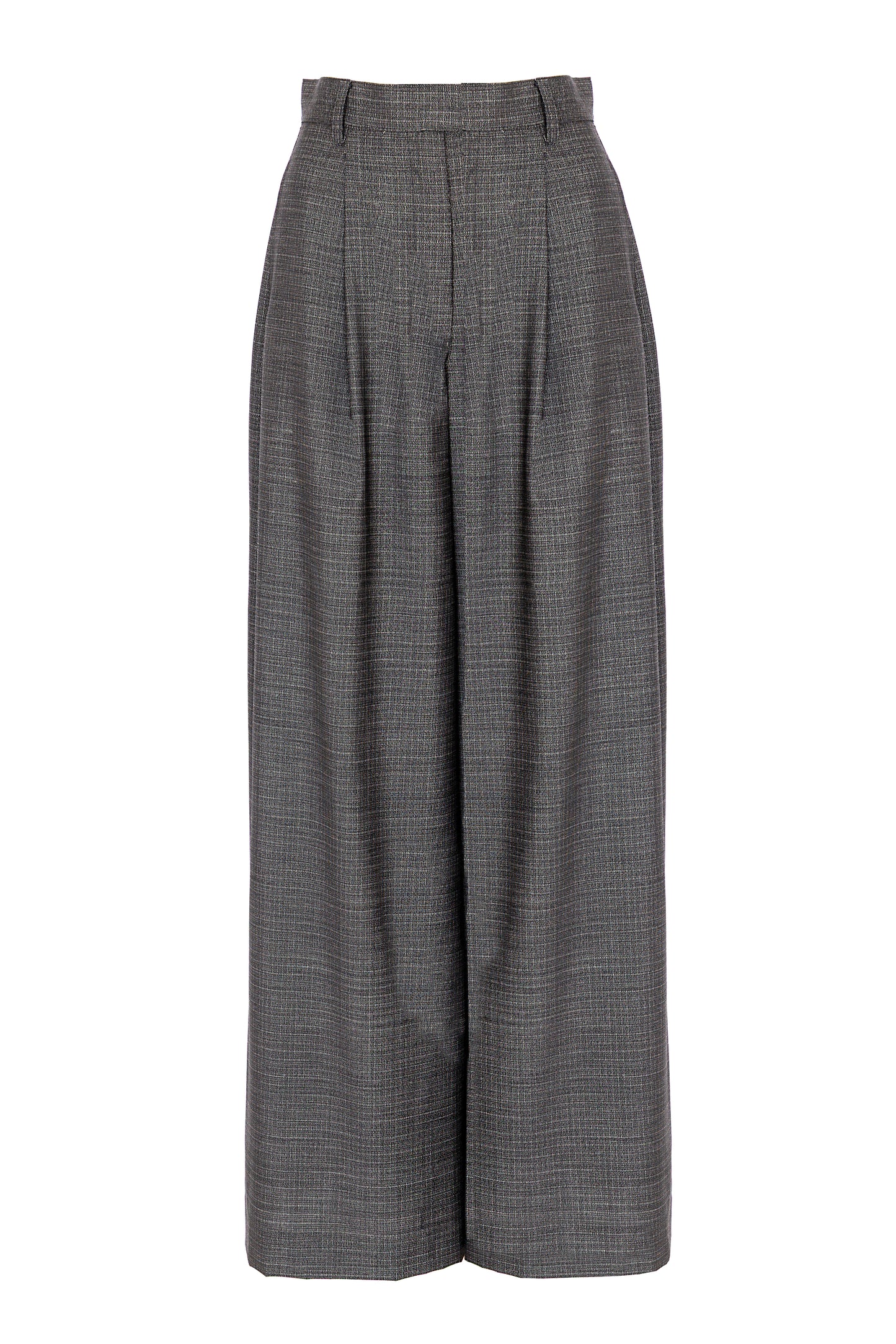 Pantalone a palazzo in lana trama nero e bianco