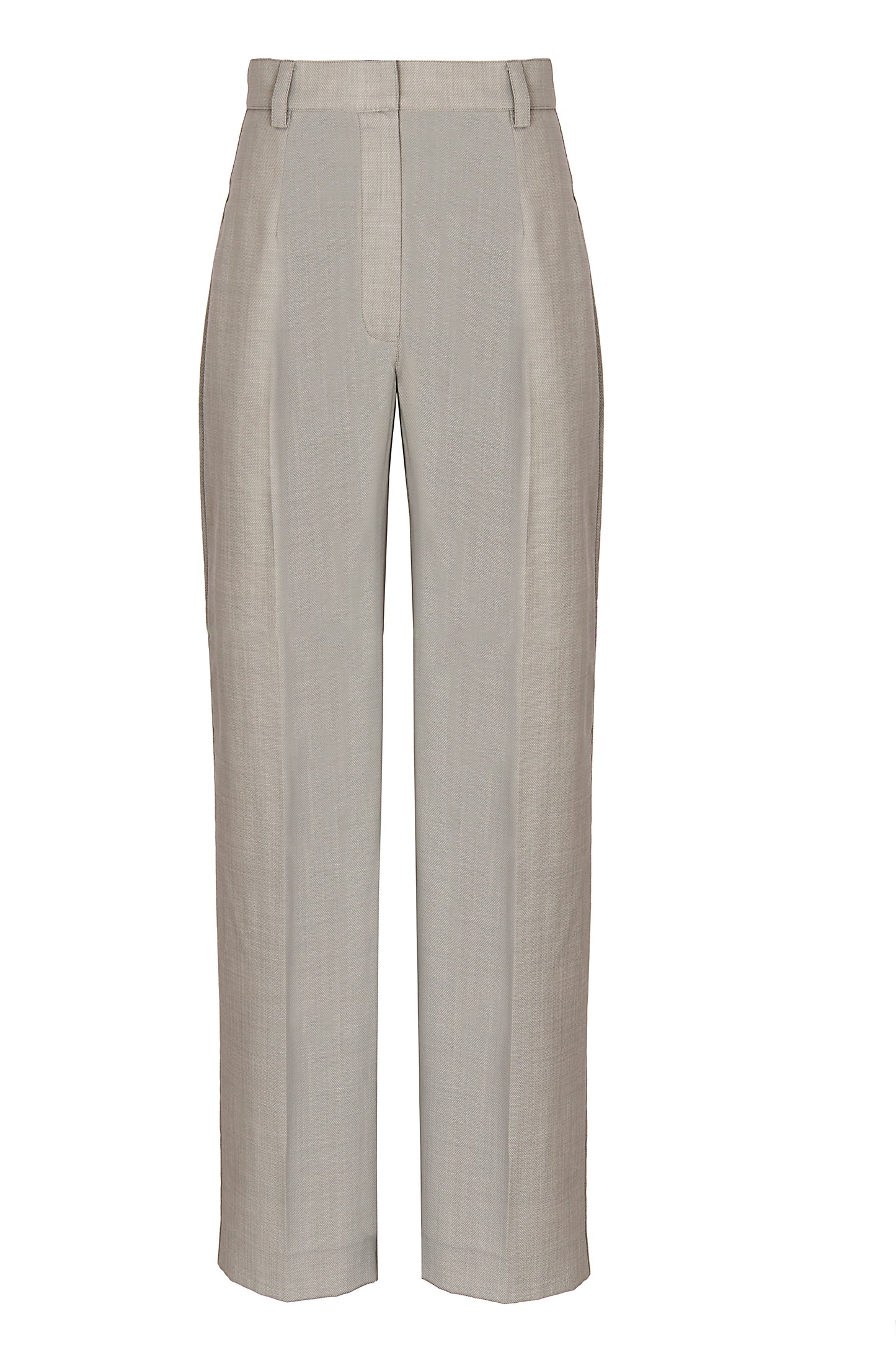 Pantalone dritto in lana con piega stirata grigio chiaro