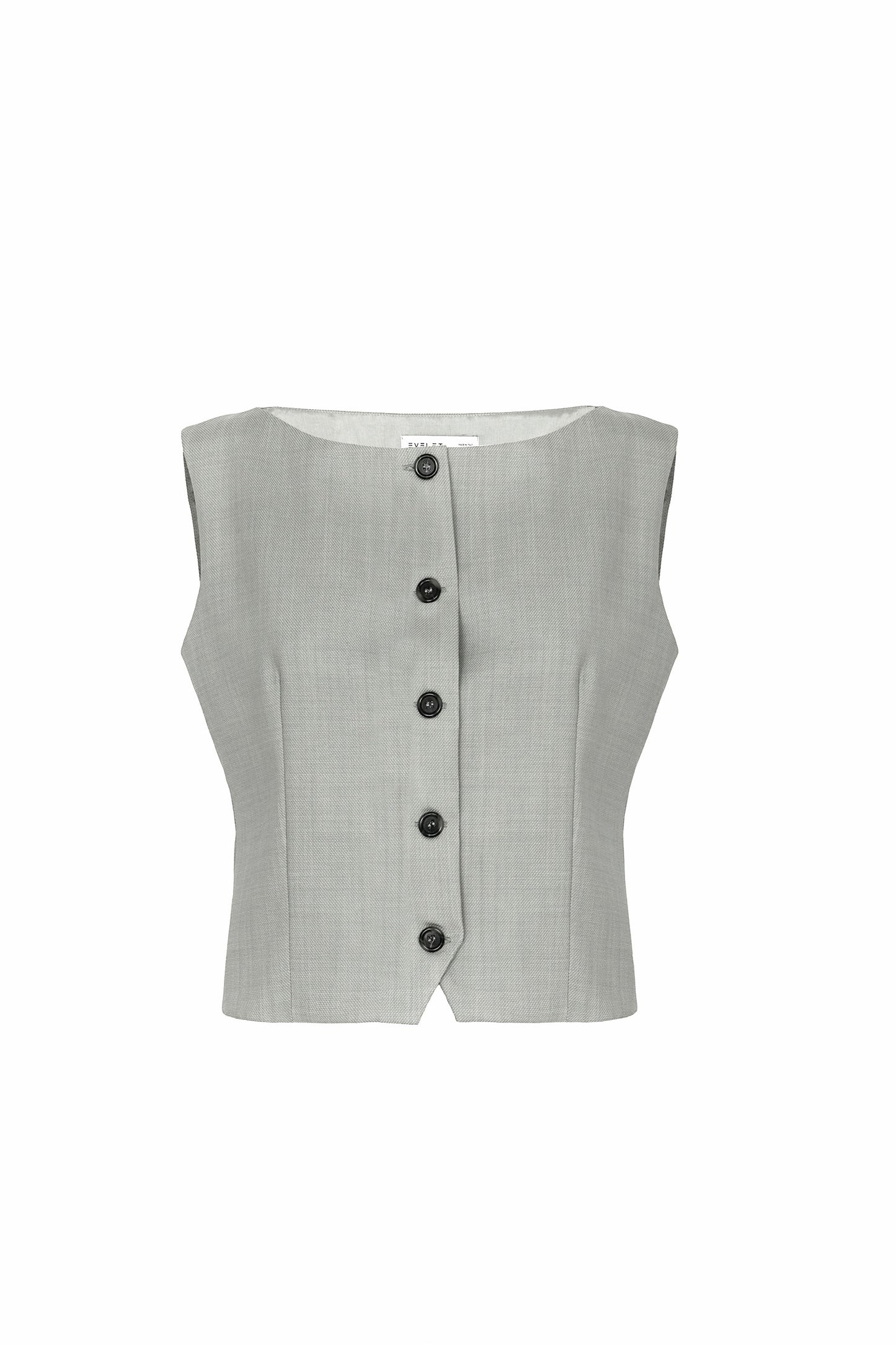 Boat-neck wool vest in light grey