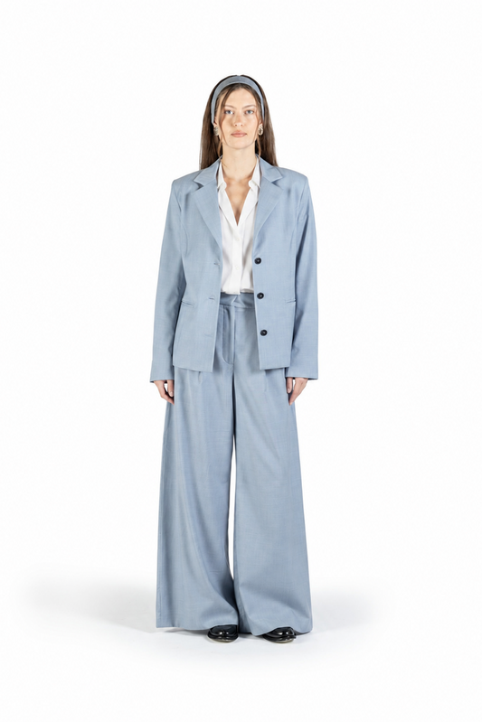 Completo in lana azzurro ceruleo