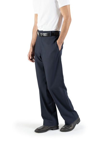 Pantalone morbido in lana trama blu su blu