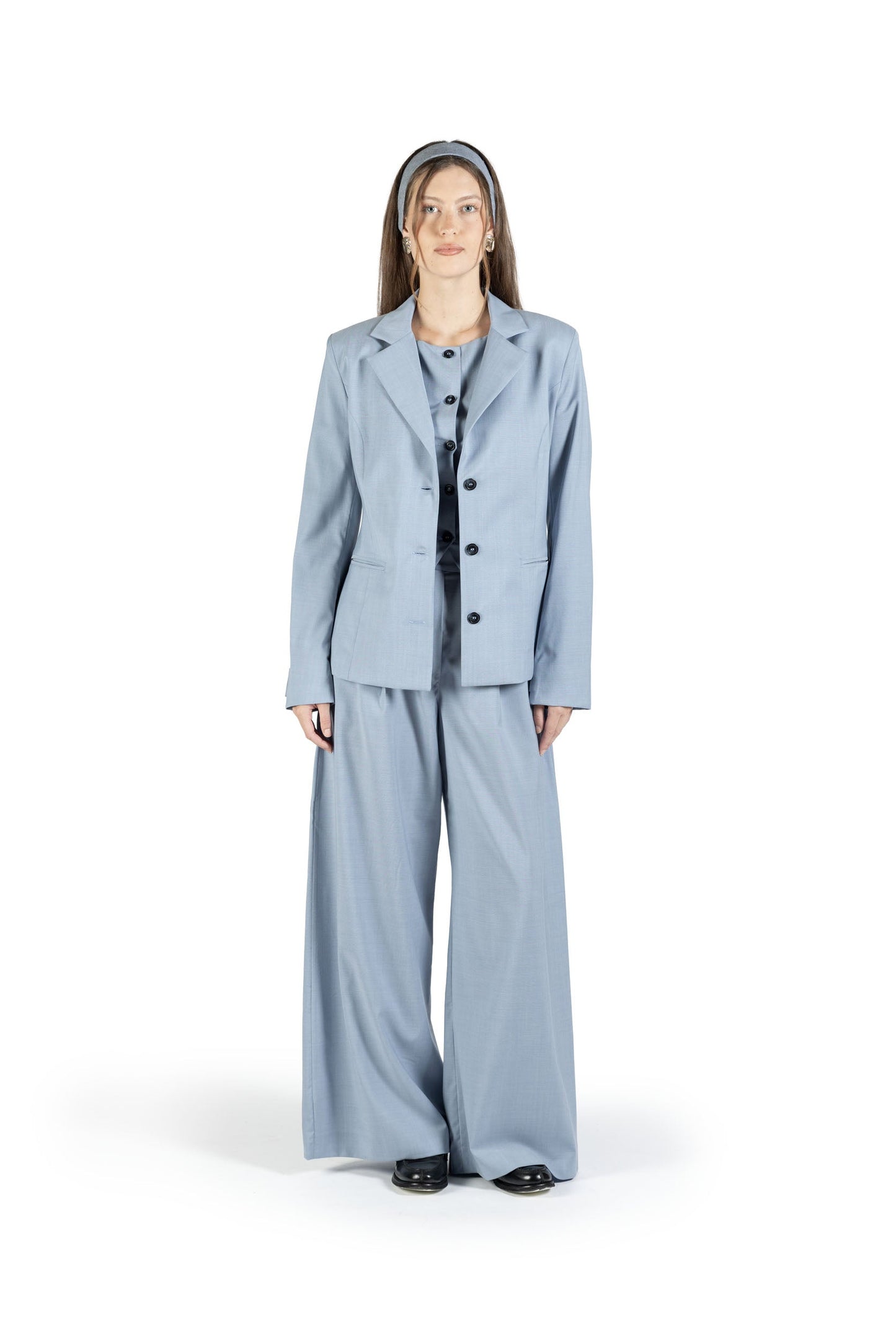 Set 3 pezzi in lana azzurro ceruleo