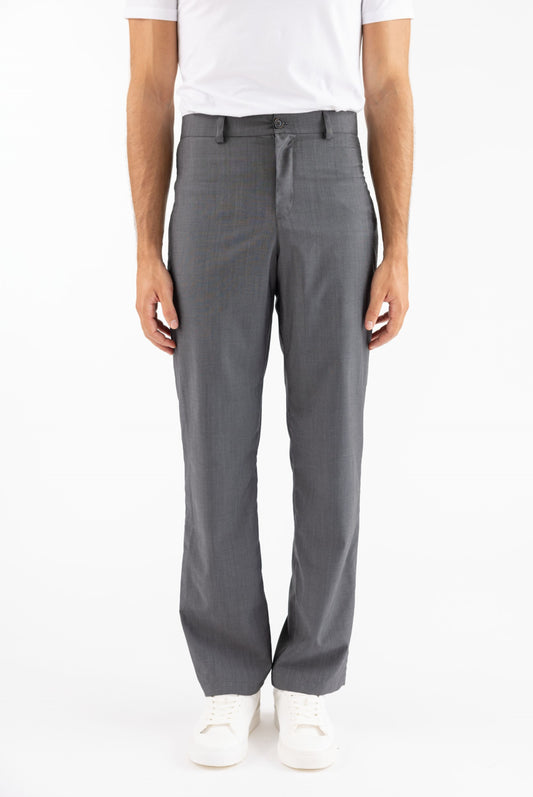 Pantalone dritto in lana grigio