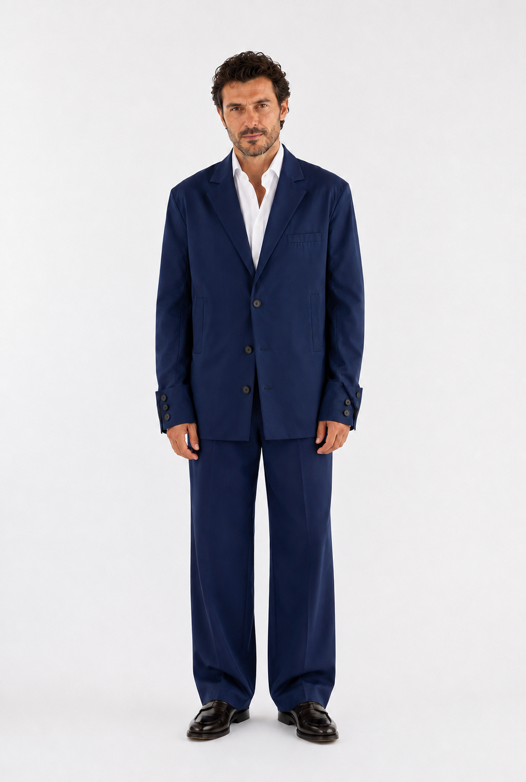 Blazer destrutturato in lana blu