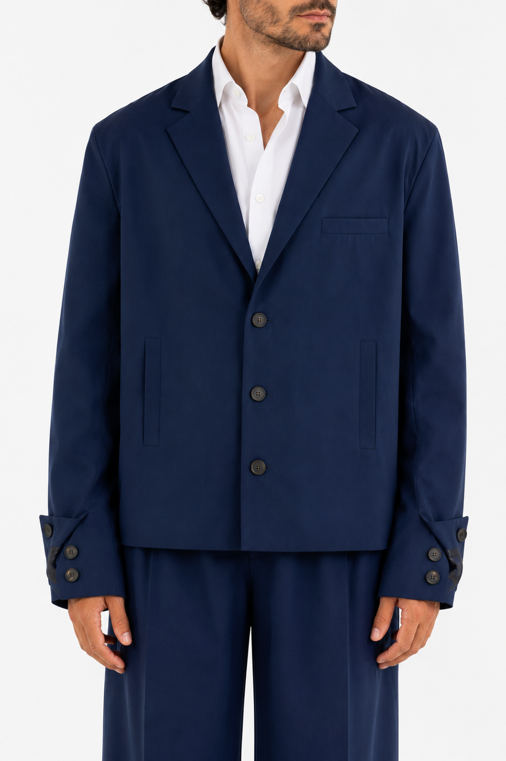 Blazer destrutturato in lana blu
