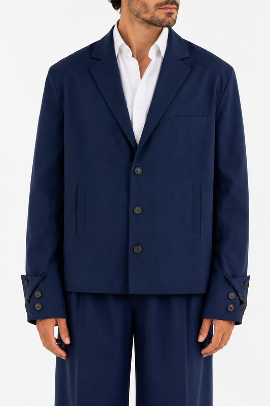 Blazer destrutturato in lana blu