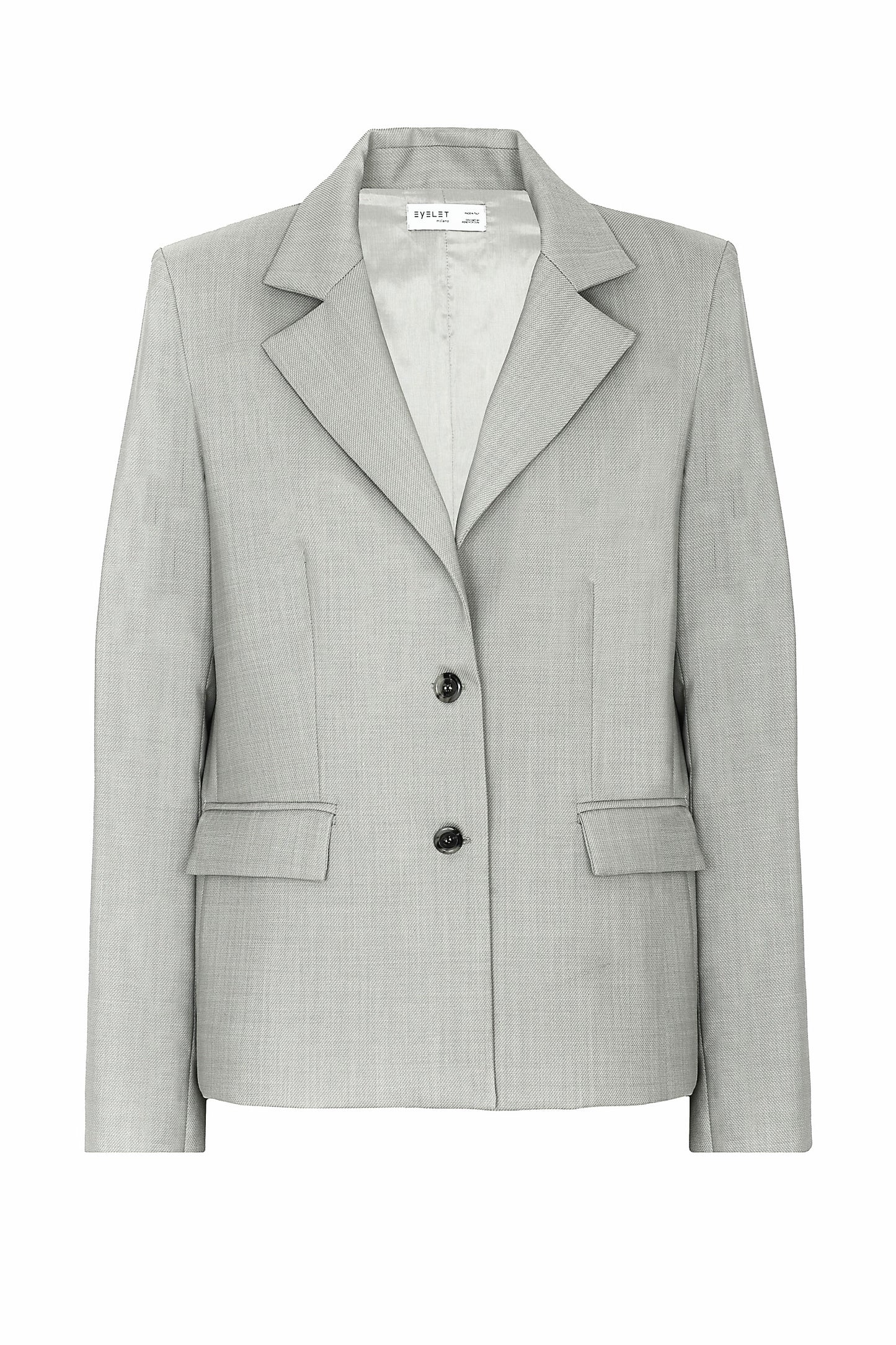 Blazer regular in lana con spacco su manica fantasia grigio chiaro