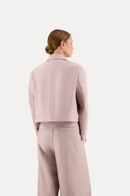 Cropped unstructured wool blazer in pink