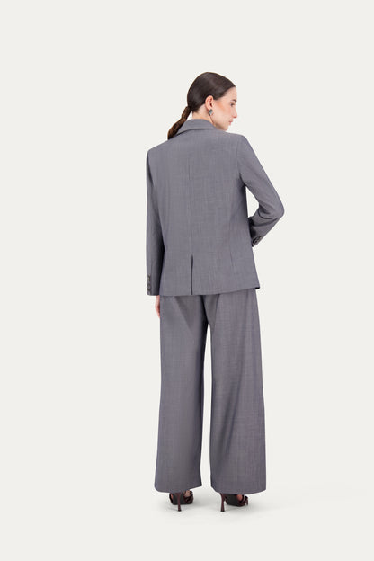 Blazer sartoriale monopetto in lana grigio effetto jeans