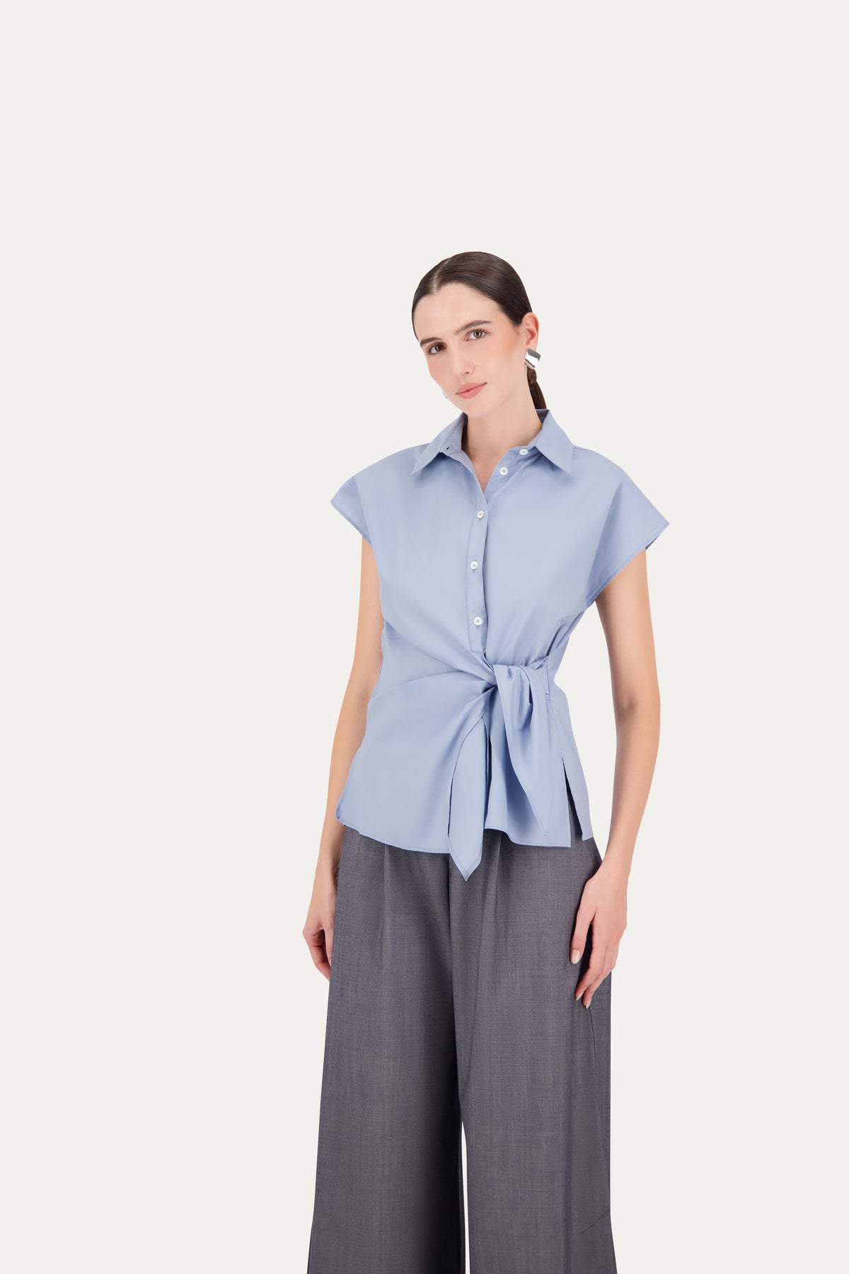 Camicia con nodo in cotone