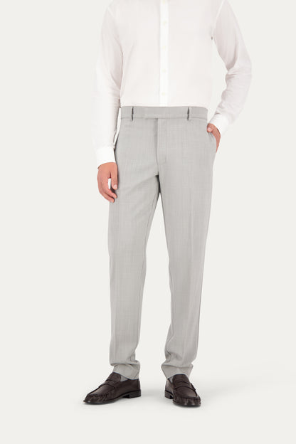 Pantalone dritto slim in lana in grigio chiaro