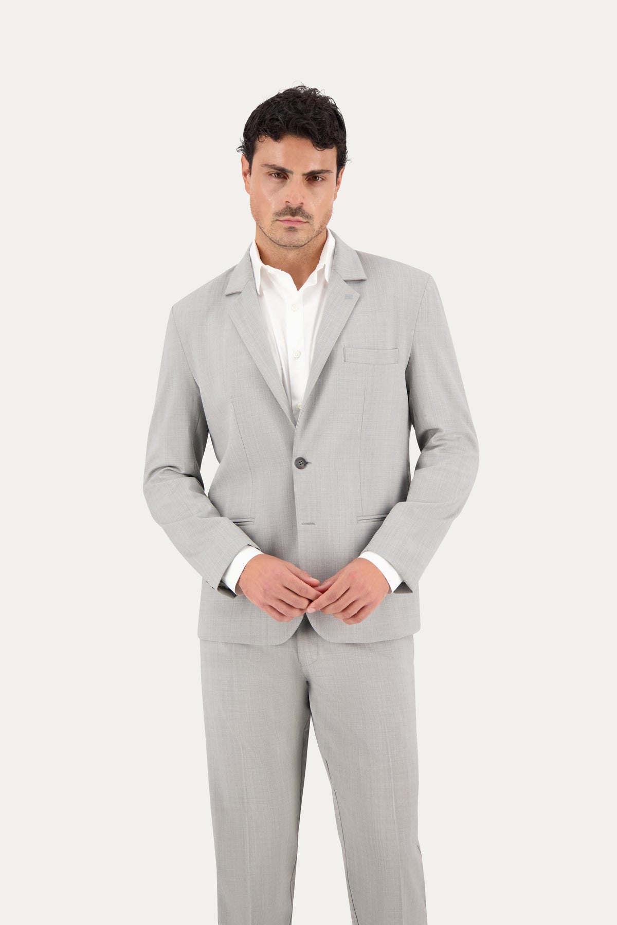 Blazer slim in lana grigio chiaro