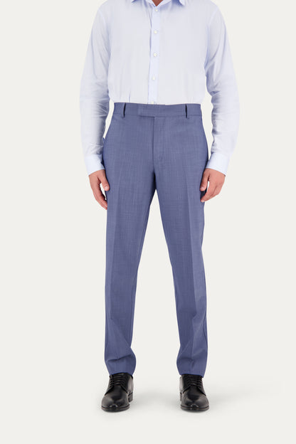 Pantalone dritto slim in lana in blu chiaro