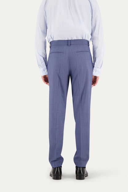 Pantalone dritto slim in lana in blu chiaro