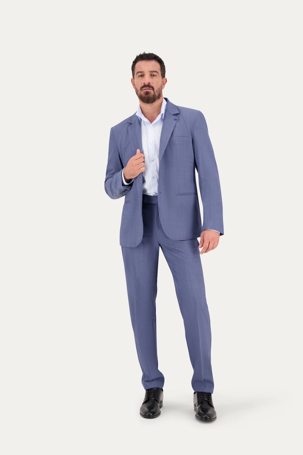 Pantalone dritto slim in lana in blu chiaro