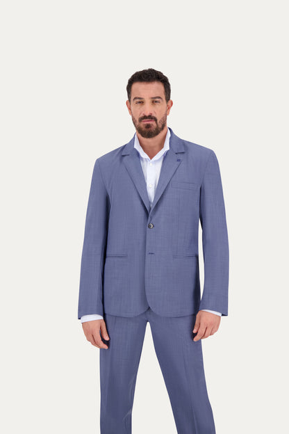 Blazer slim in lana blu chiaro