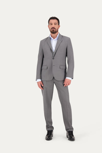 Pantalone in lana grigio scuro con regolatori in vita