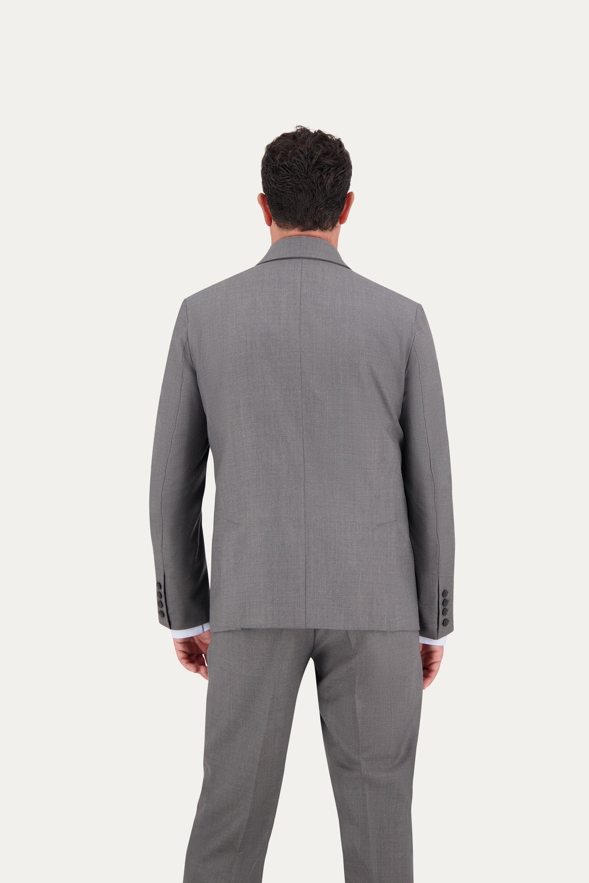 Blazer slim in lana grigio scuro con rever a lancia