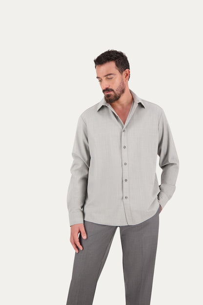 Camicia in fresco lana grigio chiaro