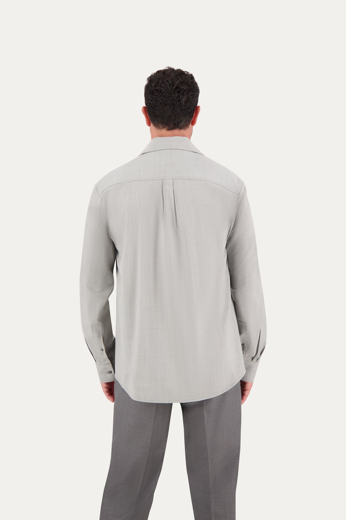 Camicia in fresco lana grigio chiaro