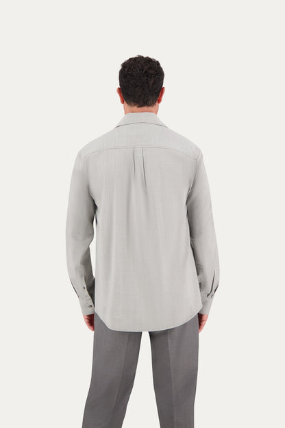 Camicia in fresco lana grigio chiaro