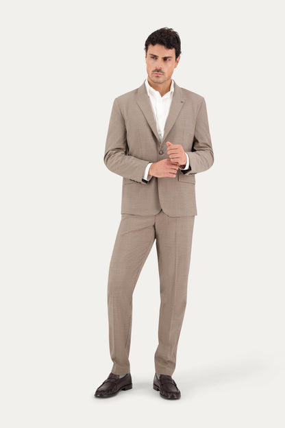 Pantalone in lana marrone chiaro con regolatori in vita