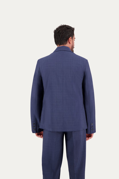 Regular-fit wool blazer in blue and black weave