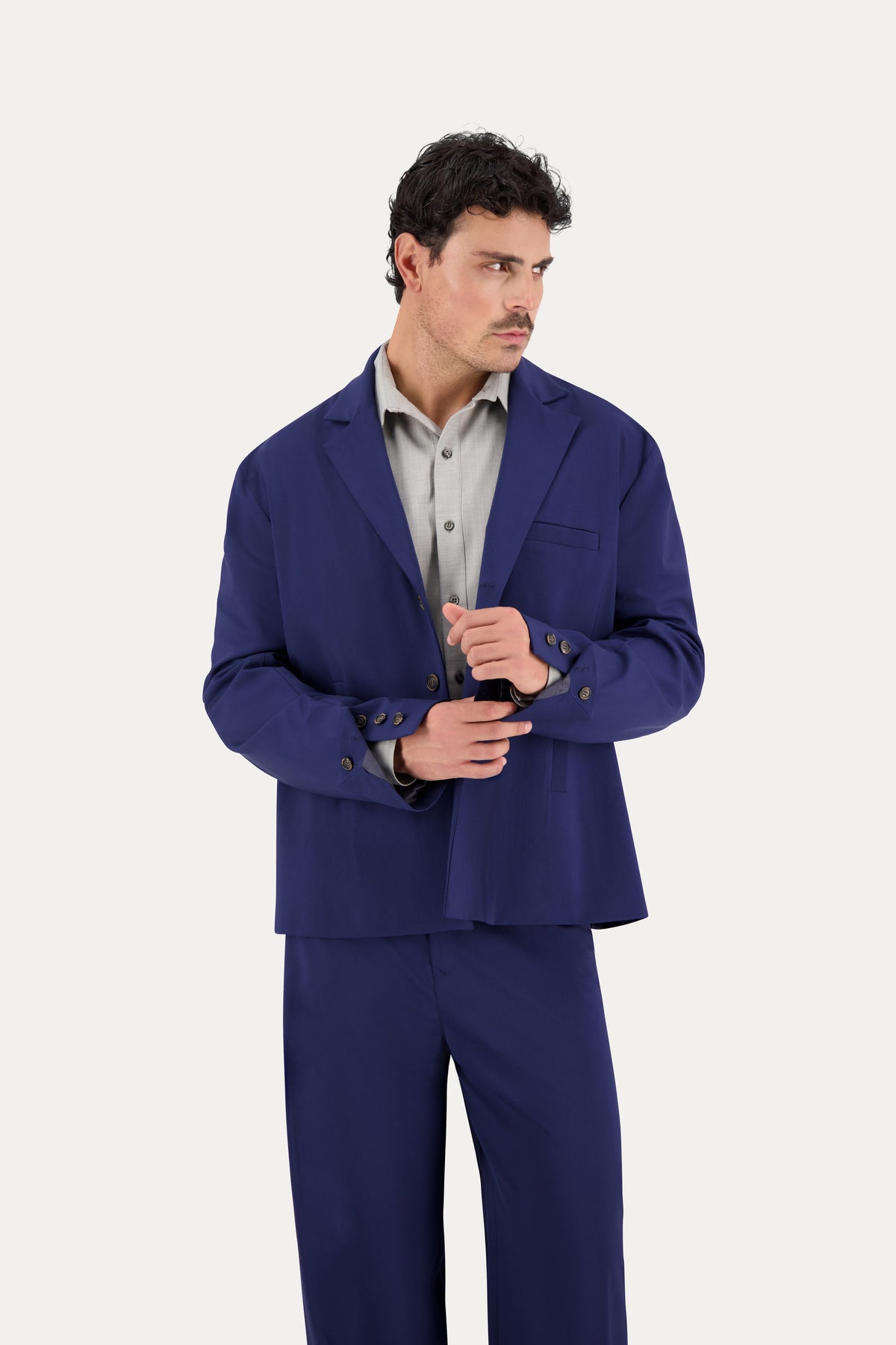 Blazer destrutturato in lana blu