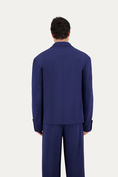 Blazer destrutturato in lana blu