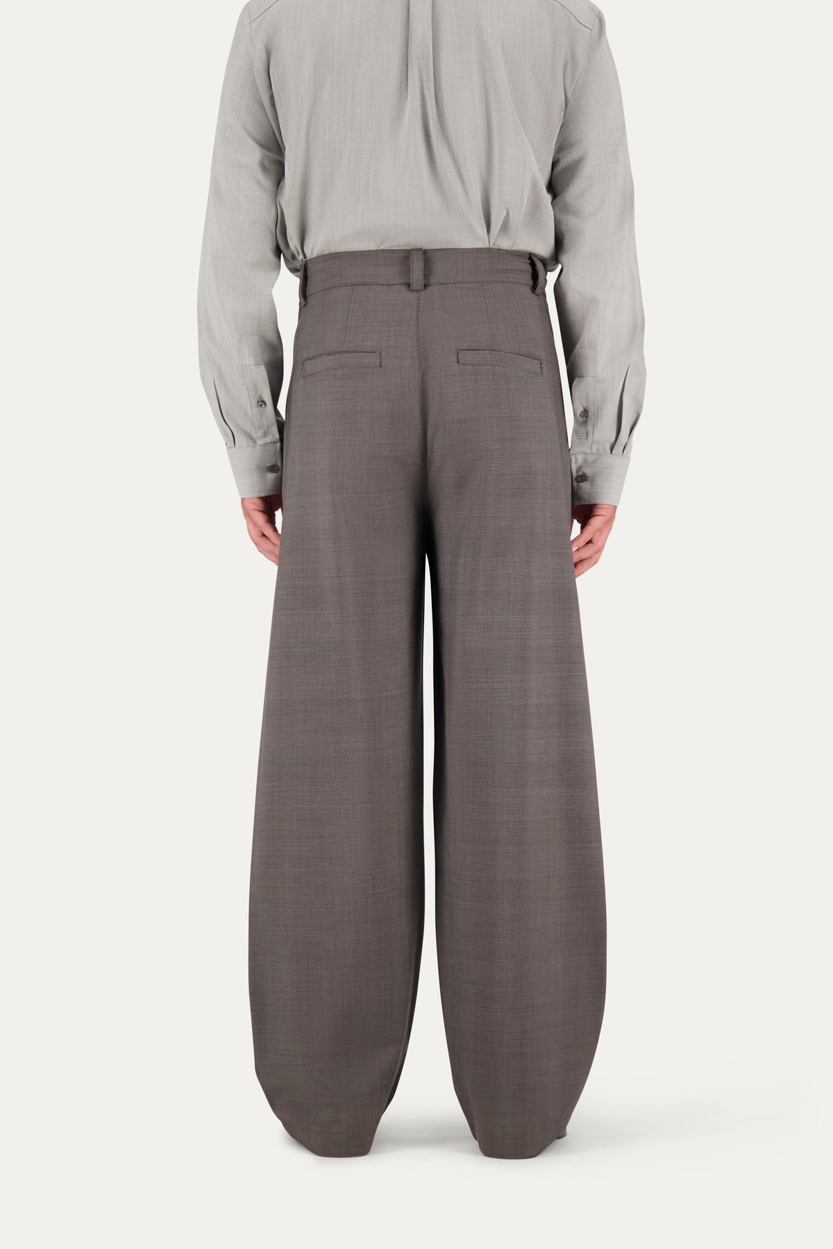 Pantalone con pinces in lana Principe di Galles marrone