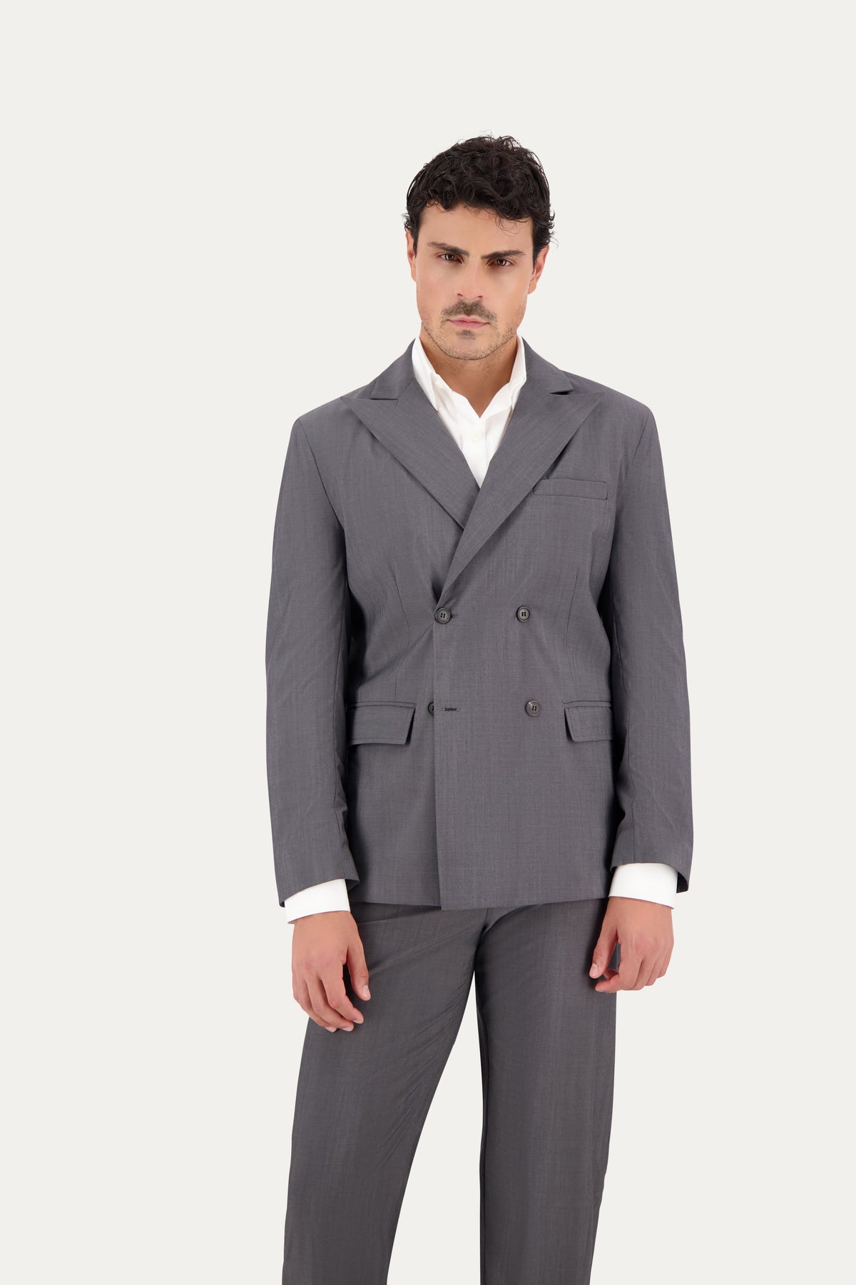 Blazer doppiopetto in lana grigio