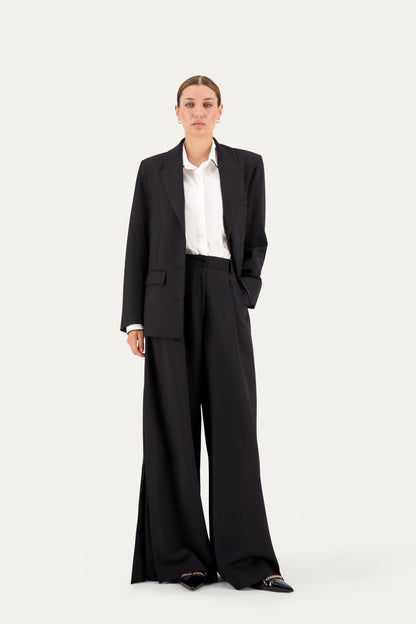 Blazer sartoriale monopetto in lana nero