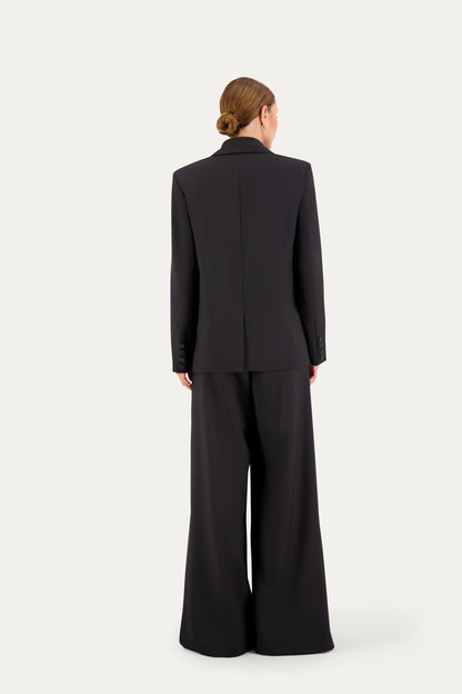 Blazer sartoriale monopetto in lana nero