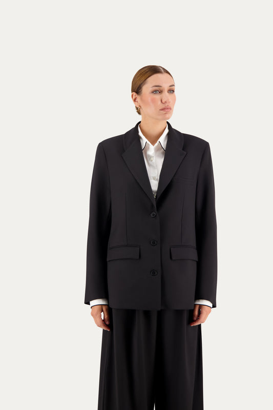 Blazer sartoriale monopetto in lana nero