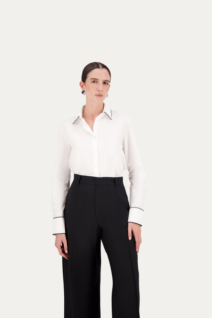 Camicia in cotone con piping