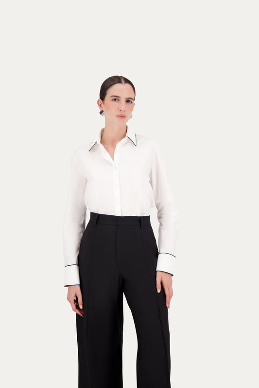 Camicia in cotone con piping