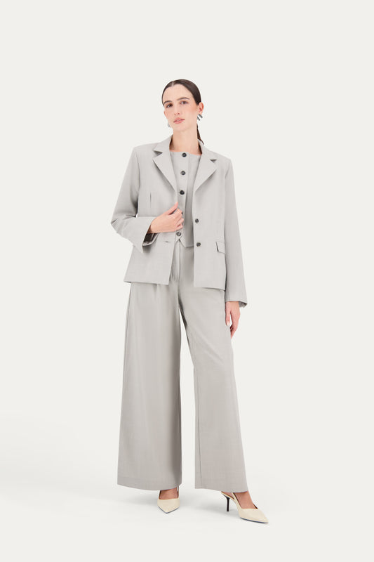 Set 3 pezzi in lana grigio chiaro
