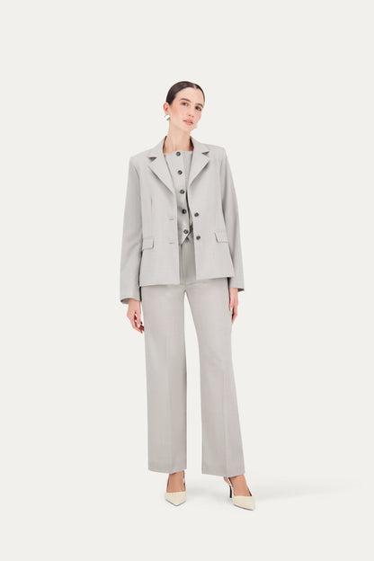 Regular-fit wool blazer with sleeve vent in light grey