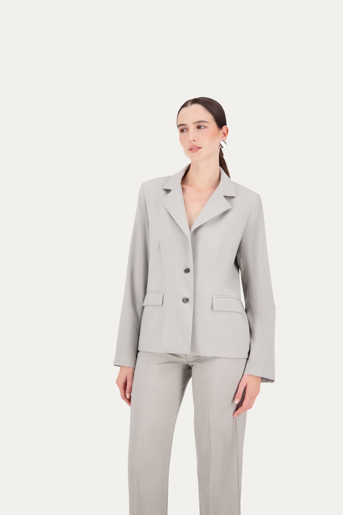 Regular-fit wool blazer with sleeve vent in light grey