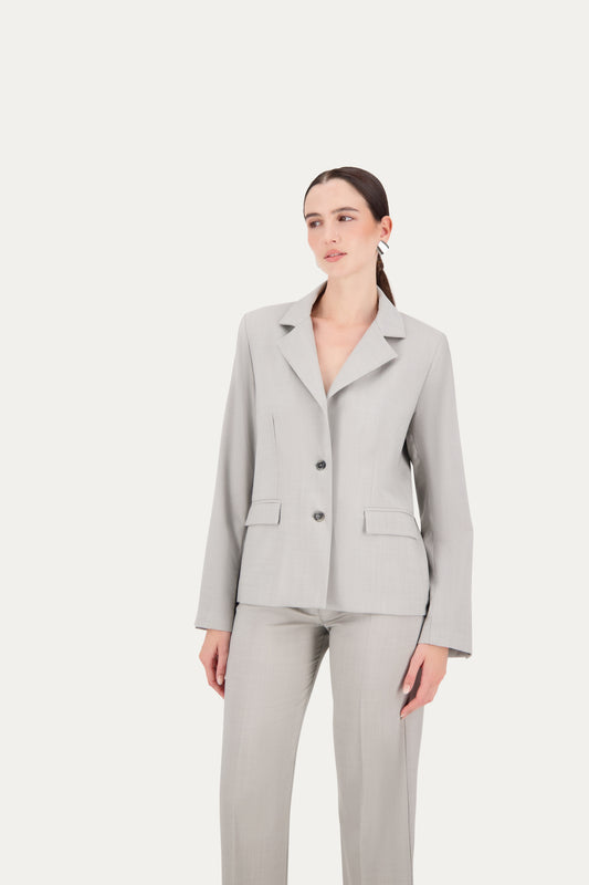 Regular-fit wool blazer with sleeve vent in light grey