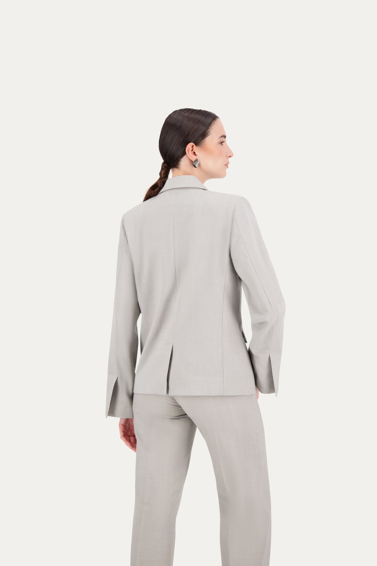 Regular-fit wool blazer with sleeve vent in light grey