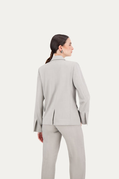 Regular-fit wool blazer with sleeve vent in light grey