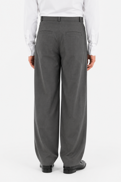Pantalone con pinces in lana Principe di Galles marrone